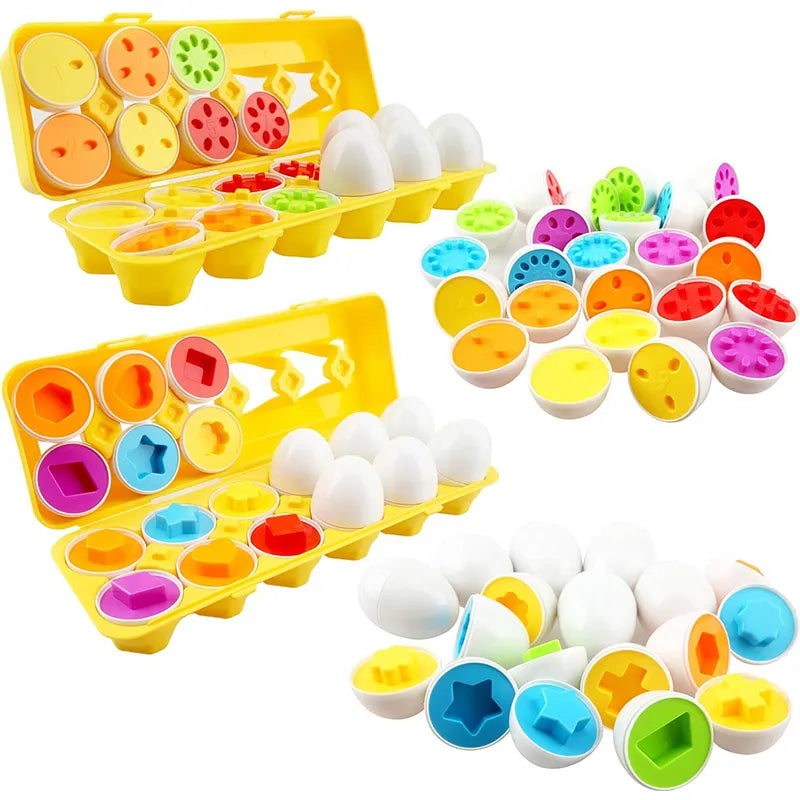 Montessori Learning Educational Math Toy Baby Development Toys Shape Match Smart Eggs Games Sensory Toys For Babies Easter Gifts