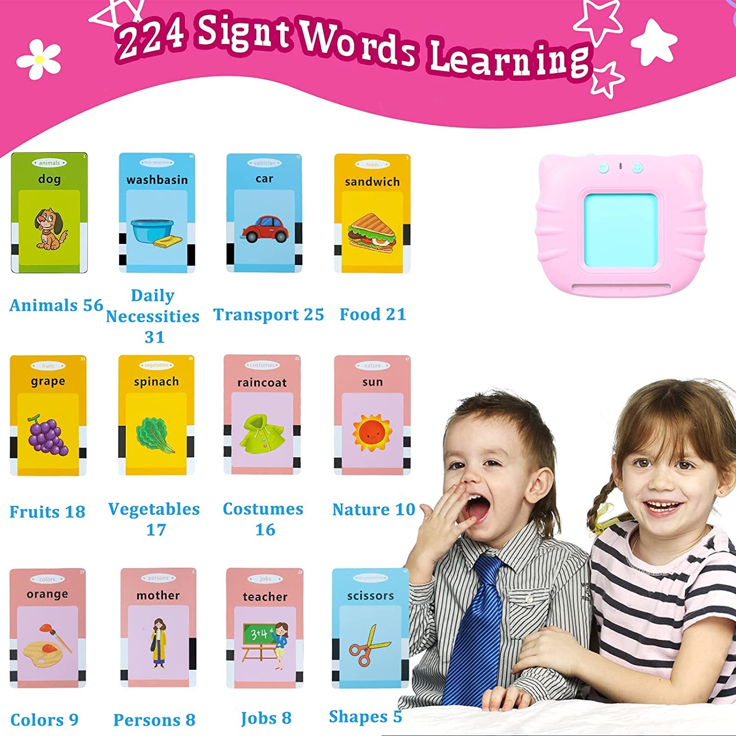 Toddler Toys for 2 3 4 5 Year Old Boys and Girls, Speech Therapy/Autism Sensory Toys for Autistic Children, Learning Montessori Toys, 224 Sight Words Talking Flash Cards